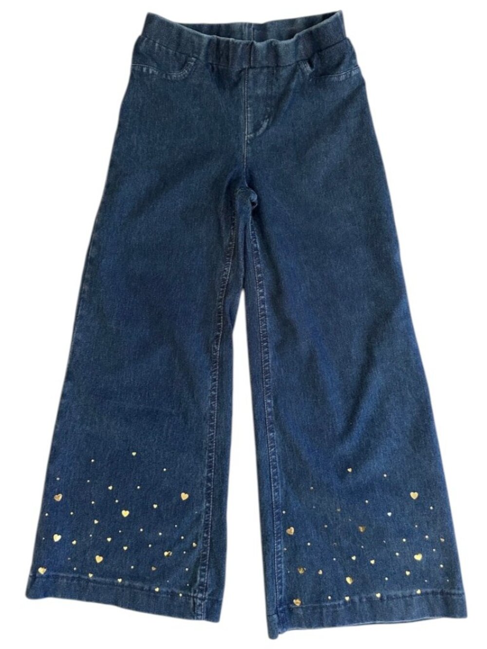H&M Girls Denim Gold Heart Wide Leg Jeans Size 5T